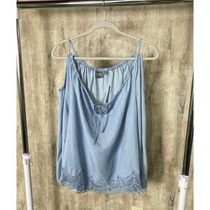 Soho NY & Company Medium Oversized Chambray Top Cold Shoulder NWT